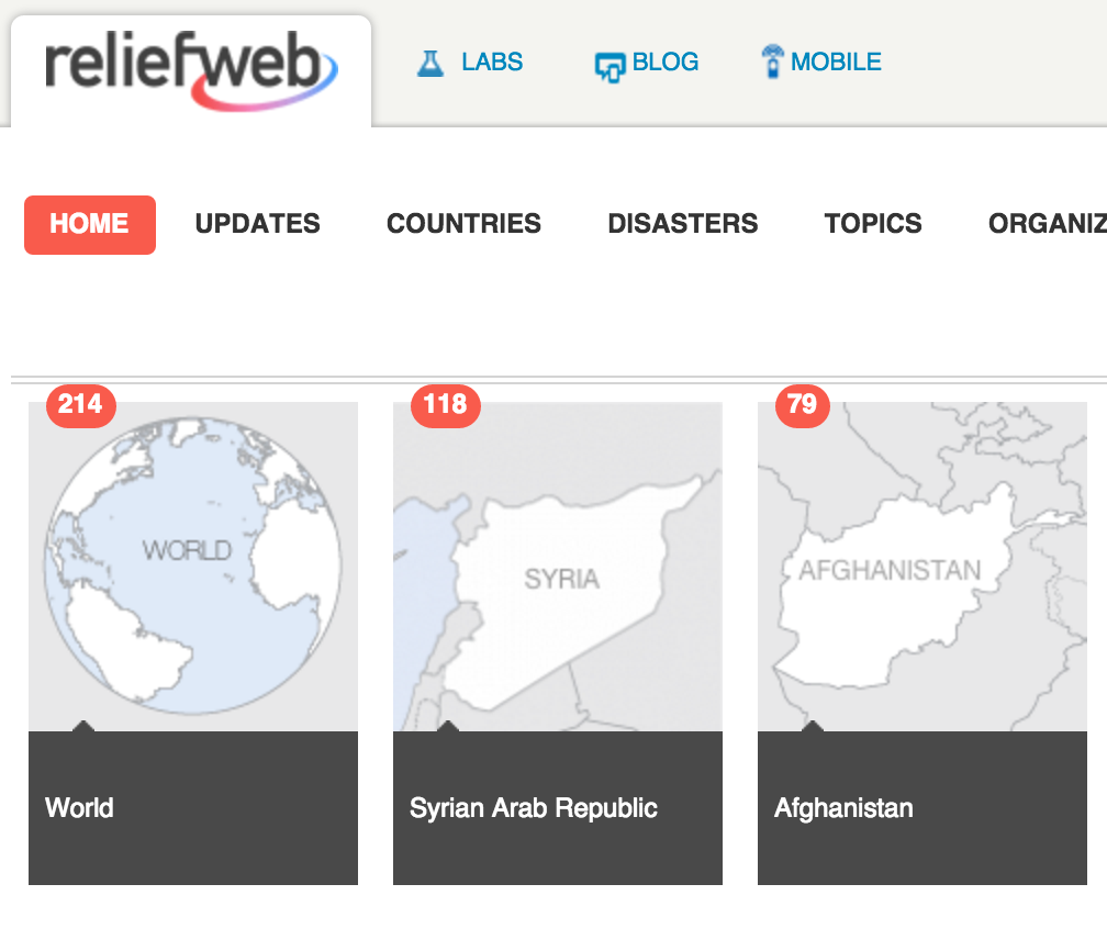 Relief web home page